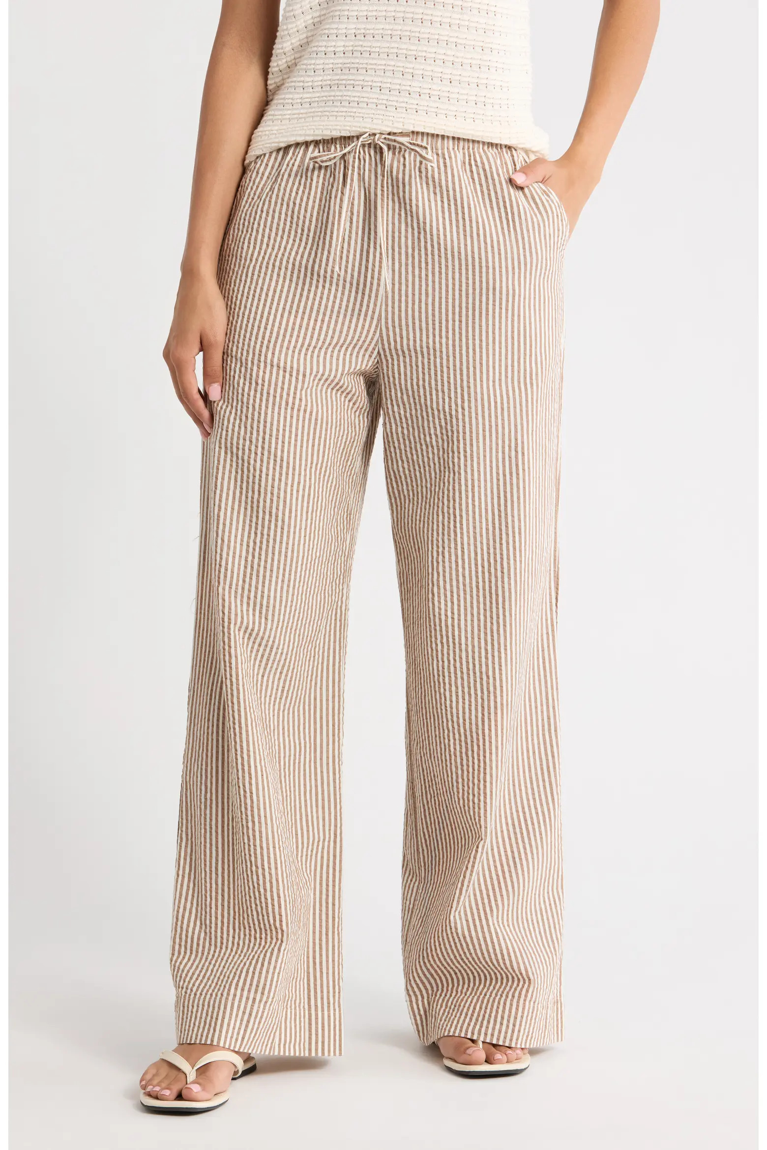 Josie Stripe Seersucker Drawstring Pants (Women) | Nordstrom | Nordstrom