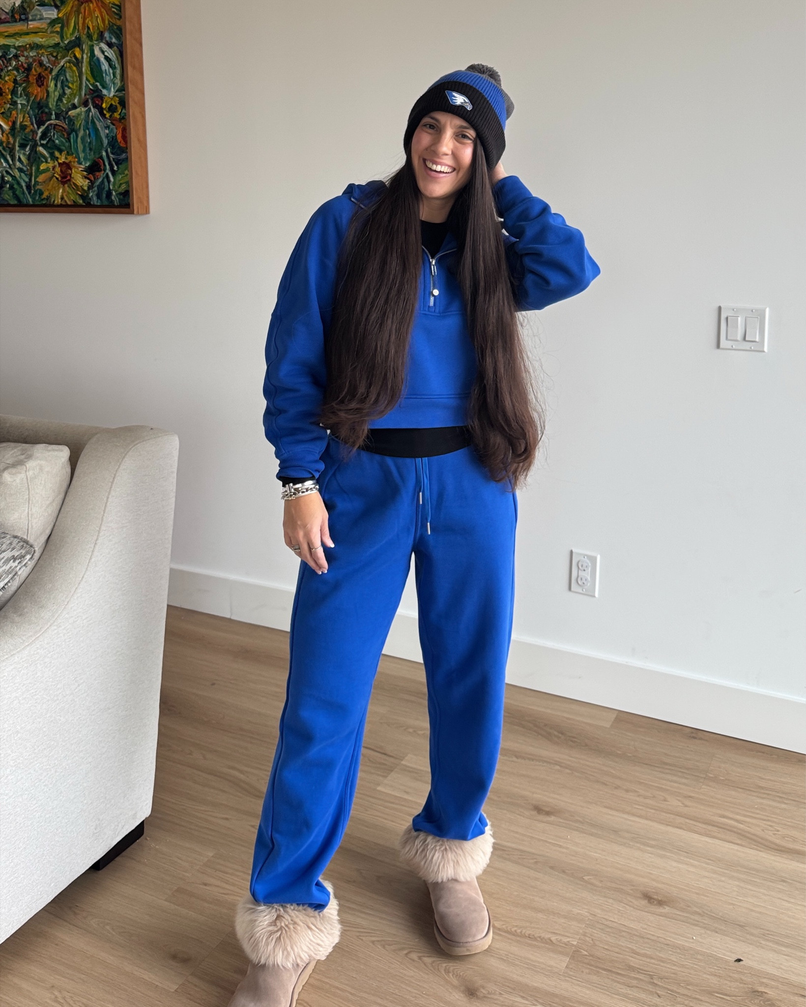 New favorite hoodie ✅
Matching joggers ✅
Game Day Outfit 🏀💥✅

Better hustle because one of these items is on major sale and won’t last long! 

#gamedayoutfit #gamedayoutfitideas #schoolcolors #blue #ootd #fitcheck #blueandgold #schoolspirit #royalblue #cozyoutfitinspo #luxuryforless #sale 

#LTKSaleAlert #LTKFindsUnder100 #LTKActive
