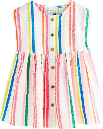 NEXT Kids' Rainbow Stripe Cotton Seersucker Sleeveless Shirtdress | Nordstrom | Nordstrom