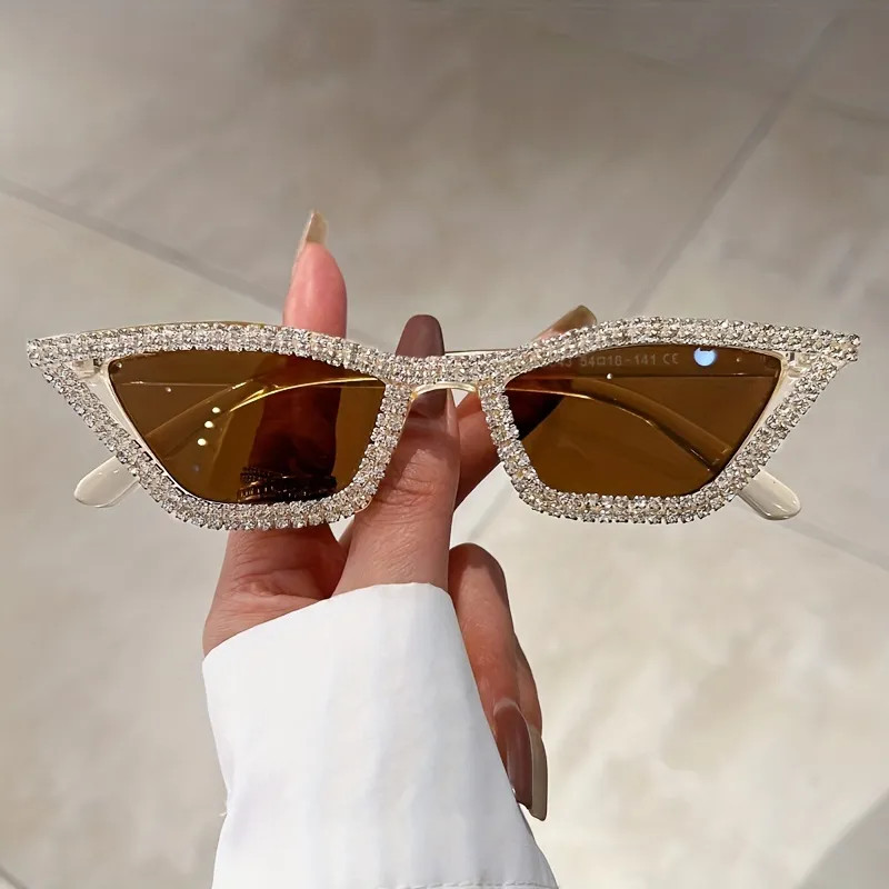 Rhinestone Decor Cat Eye Fashion Sunglasses Unisex Casual Photo Booth Props Glasses For Beach Cos... | Temu Affiliate Program