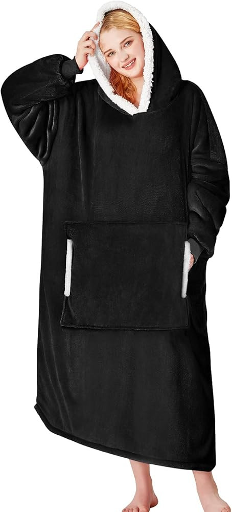 yescool Wearable Blanket Hoodie, Flannel Sherpa Fleece Blanket Sweatshirt for Adults Women Men,On... | Amazon (US)