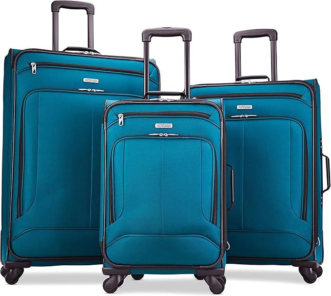 American Tourister Pop Max Softside Luggage with Spinner Wheels, Teal, 3-Piece Set (21/25/29) | Amazon (US)