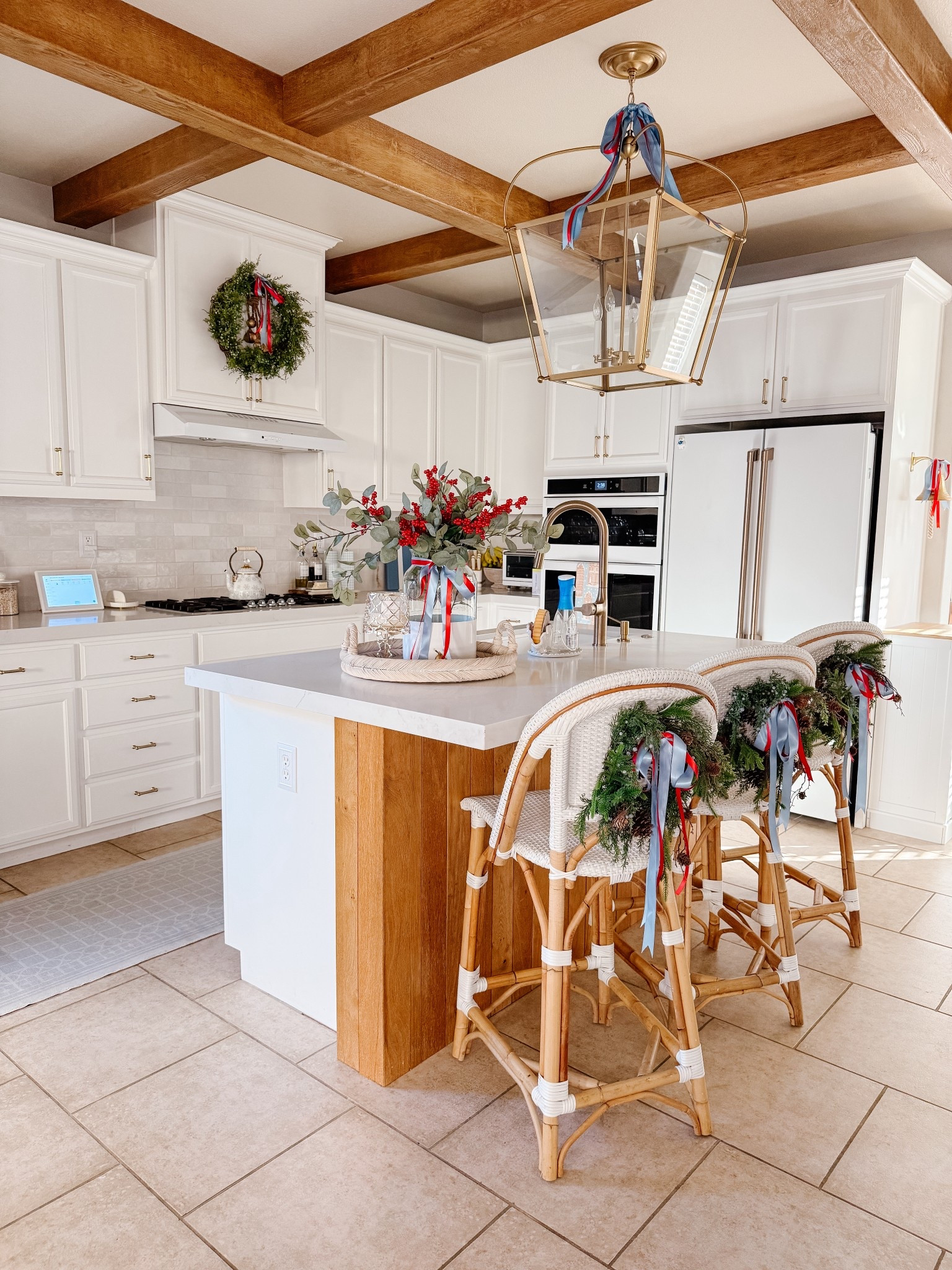 Kitchen Christmas Magic. I always love how the colors around Christmas really pop in the kitchen against the white cabinets. I’m debating on painting the island cabinets a very cozy light blue in the new year. 

#LTKSeasonal #LTKHome #LTKHoliday