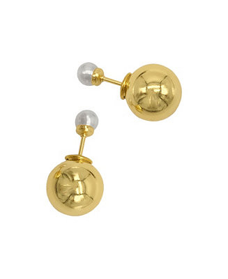 Gold Imitation Pearl Double-Sided Ball Earrings | Macys (US)