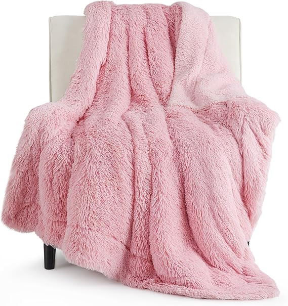 Bedsure GentleSoft Fluffy Pink Throw Blanket, Pink Decor Cozy Gifts for Teenage Girls, Soft Fuzzy... | Amazon (US)