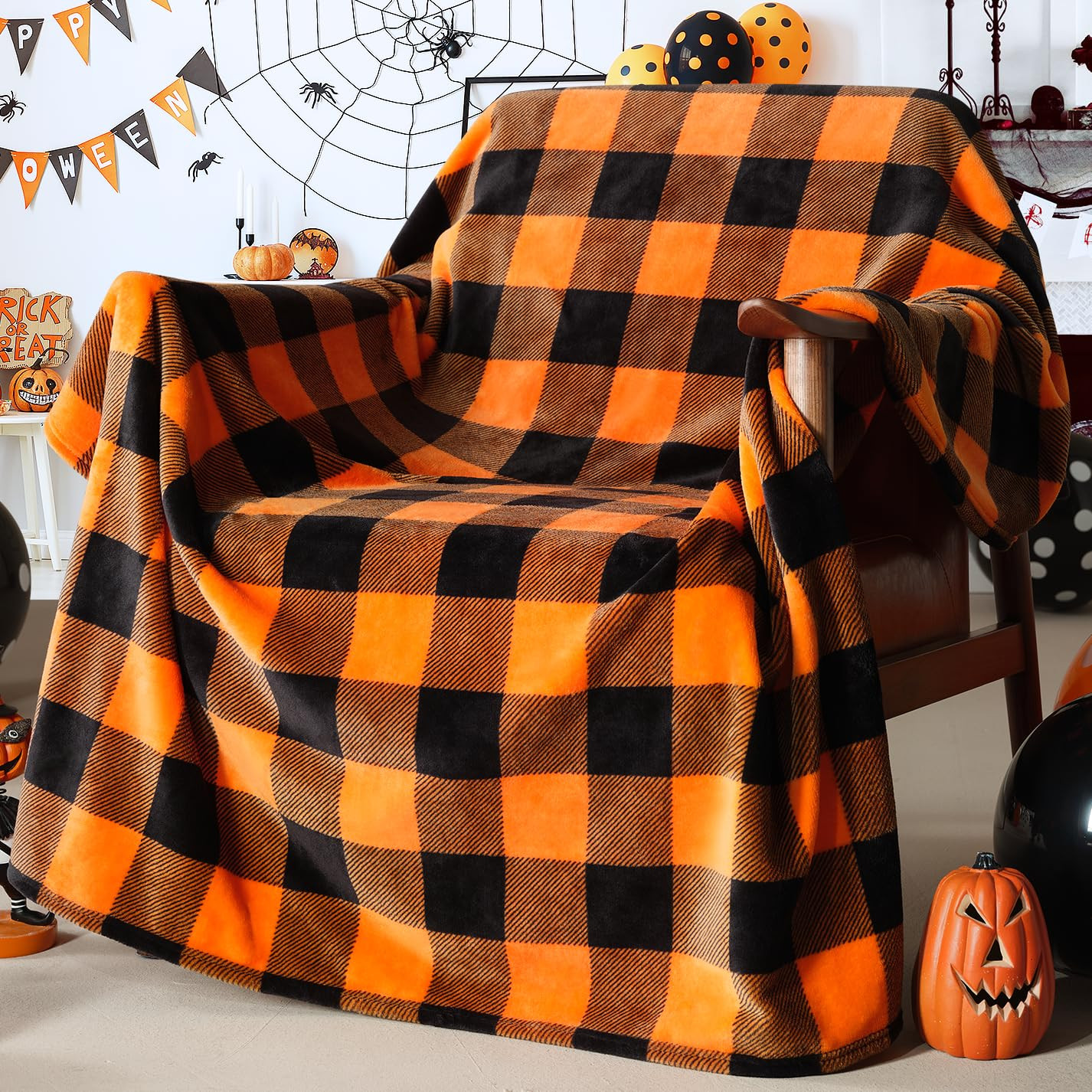 Touchat Halloween Blanket, Fleece Throw Blankets, Buffalo Plaid Throw Blanket for Couch Sofa Bed,... | Amazon (US)