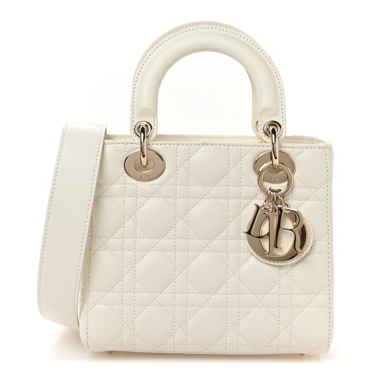 Lambskin Cannage Small My ABCDior Lady Dior White | FASHIONPHILE (US)
