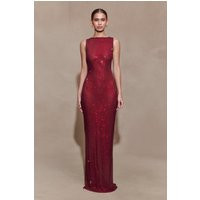 Magnolia Sleeveless Diamante Maxi Dress - Wine I MESHKI I Size 3XL | MESHKI US