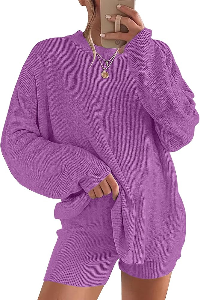 ANRABESS 2 Piece Outfits For Women 2024 Spring Lounge Matching Loungewear Sets Oversized Sweater ... | Amazon (US)