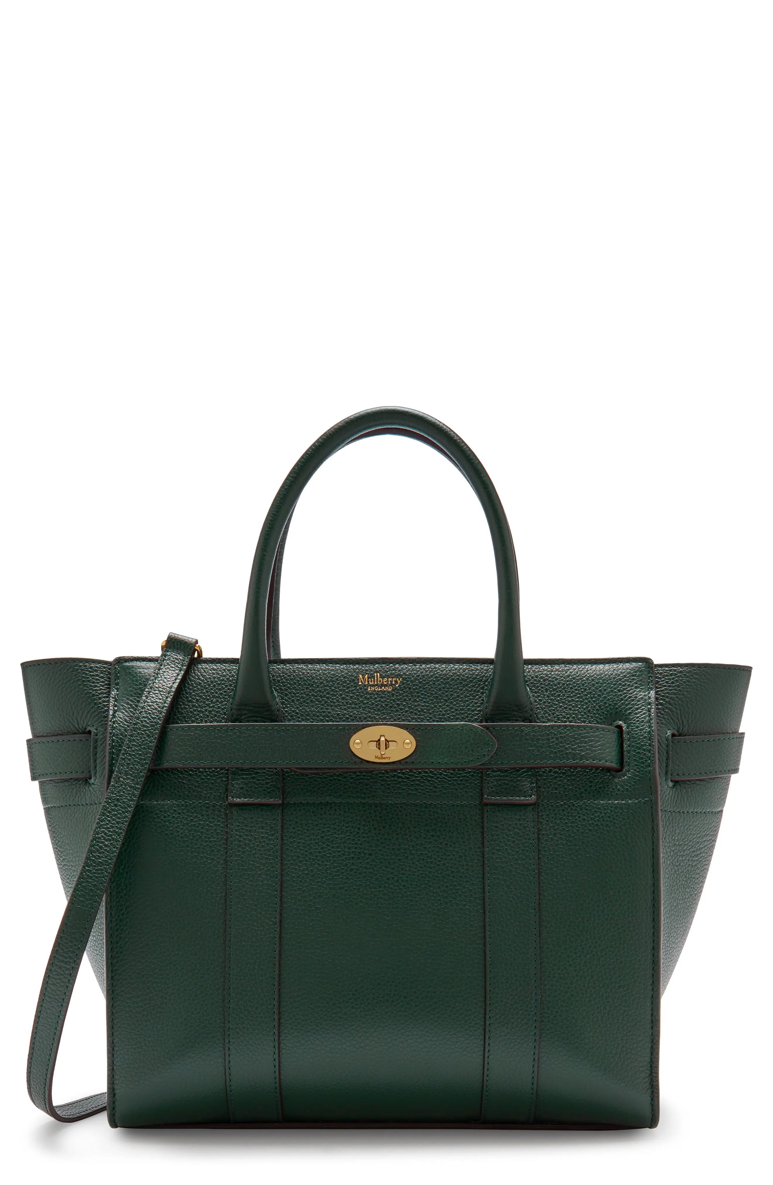 Mulberry Small Zip Bayswater Classic Leather Tote in Mulberry Green at Nordstrom | Nordstrom