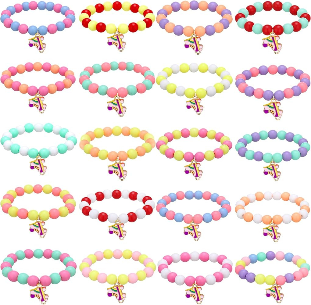 Junkin 20 Pcs Rainbow Roller Skating Bracelets Bulk Roller Skating Party Favors Children Birthday... | Amazon (US)