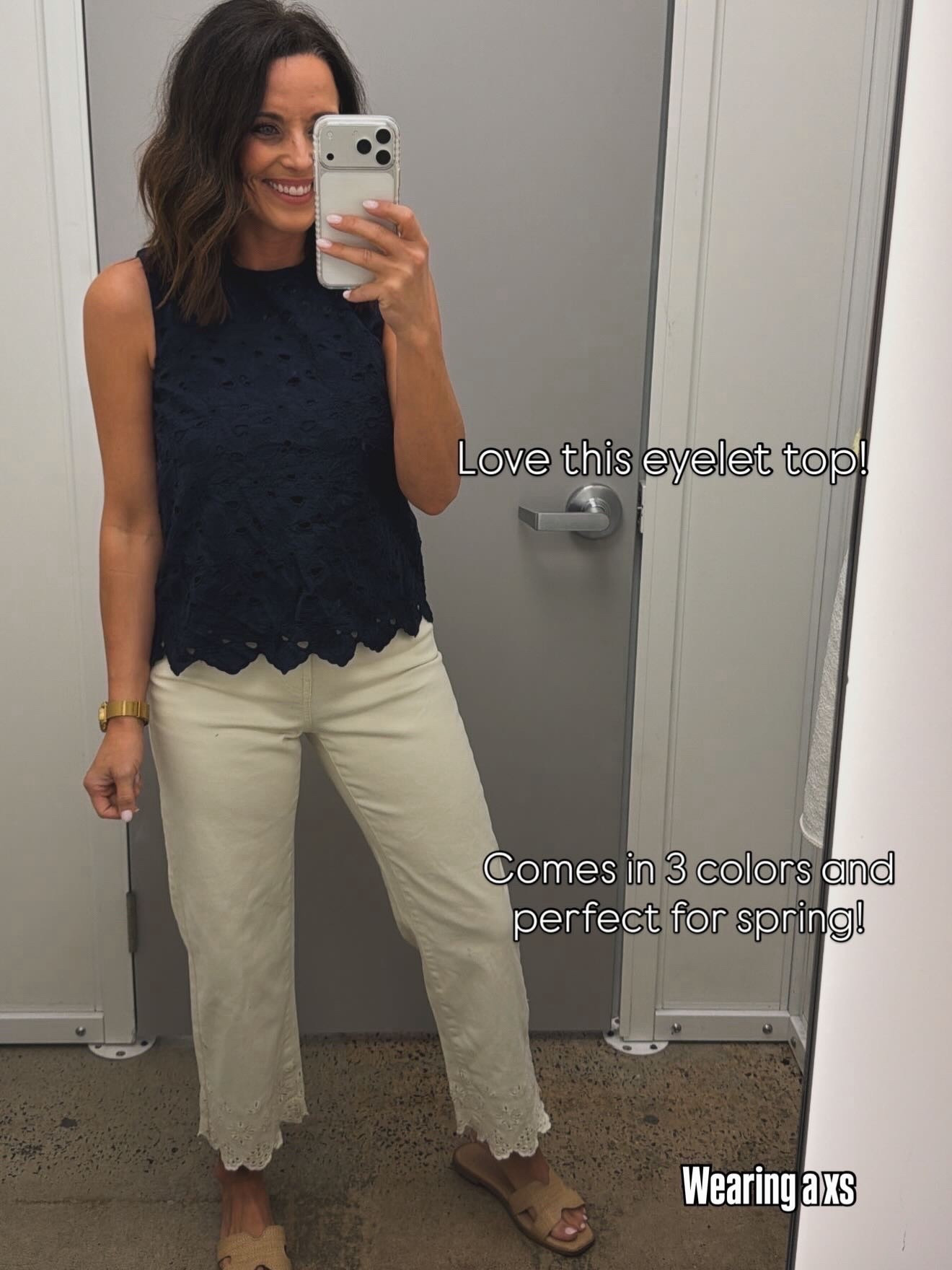 Love this eyelet top from Walmart — such a cute piece for spring. The eyelet detail makes it feel a little more elevated while still being an easy everyday top. I paired it with these pretty eyelet hem pants for a soft, feminine look that’s perfect for spring days. It comes in 3 colors and I’m wearing an XS.

#walmartfashion #walmartfinds #springstyle #eyelettop #springoutfitideas #affordablestyle #everydayoutfit #feminineoutfits

#LTKPetite