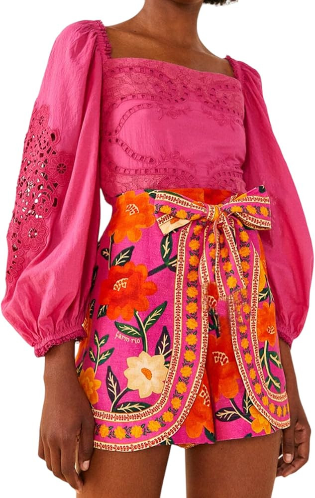 Women's Boho Wrap Skort High Waist Mini Flowy Floral Skirt Shorts for Beach Vacation Summer Festi... | Amazon (US)