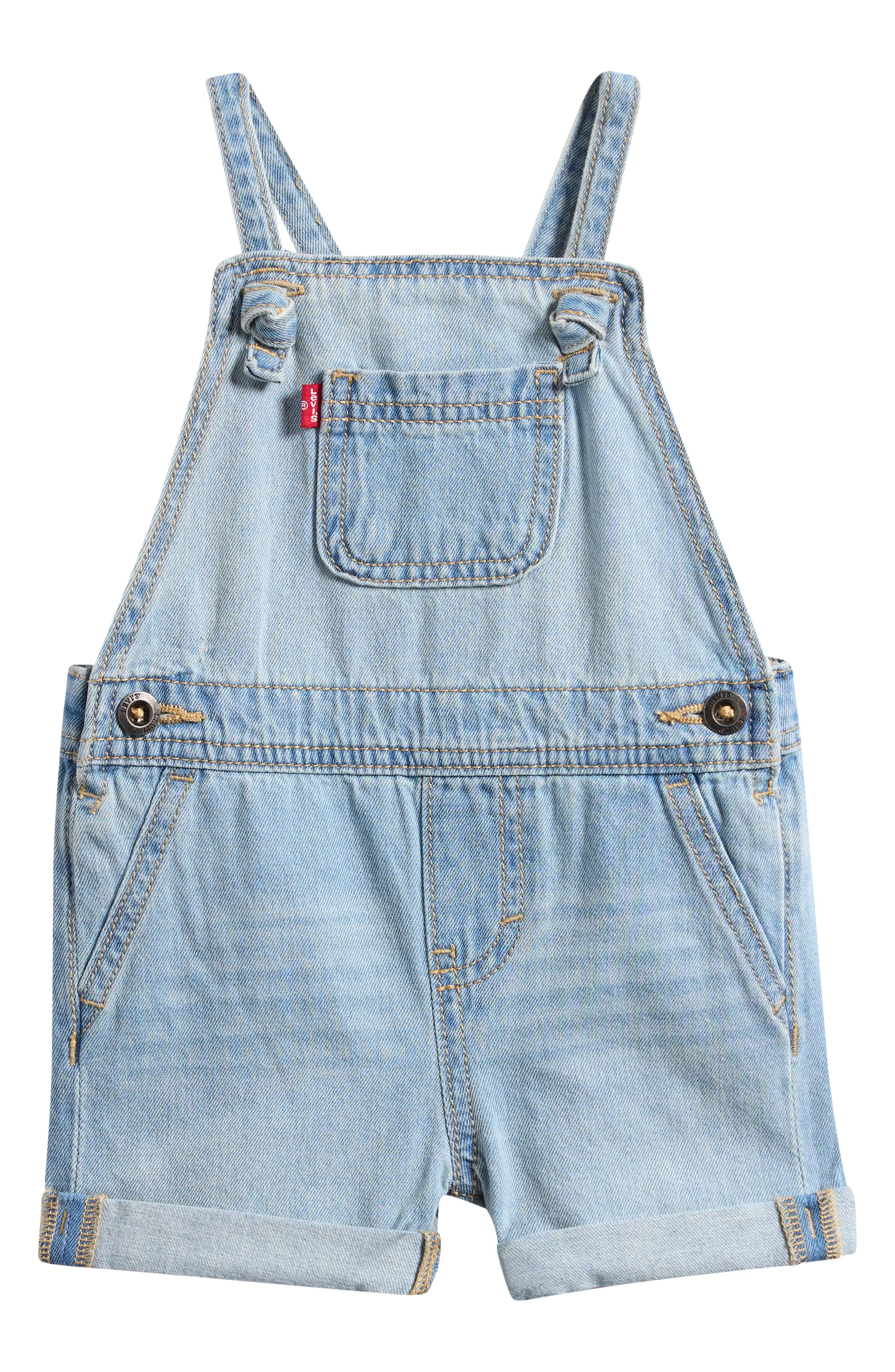 levi's Cotton Denim Short Overalls in Day Off at Nordstrom, Size 6M | Nordstrom