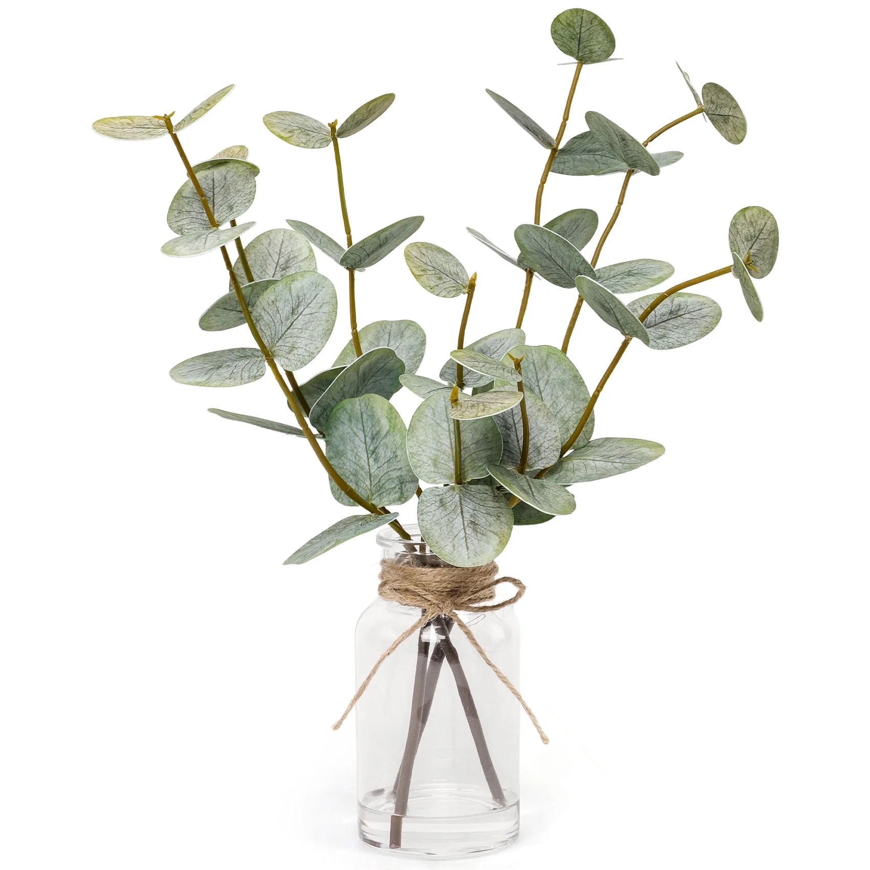 Scidweet Artificial Eucalyptus Plants, 13.7”Faux Fake Eucalyptus Stems Plants in Glass Vase wit... | Walmart (US)