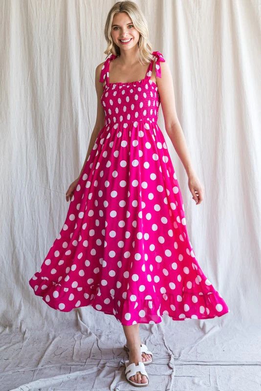 Pink Polka Dot Maxi Dress | Peppered with leopard