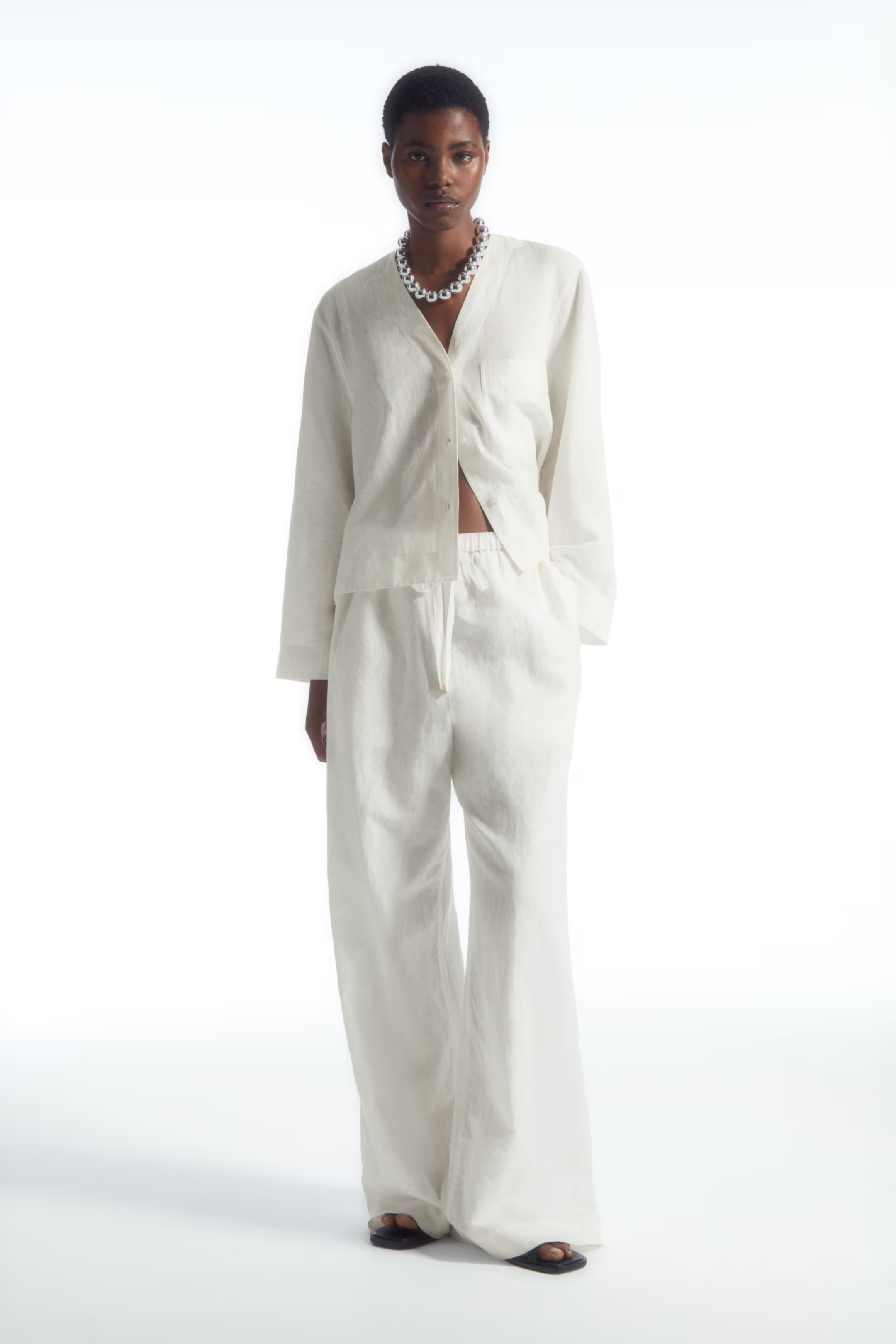 WIDE-LEG LINEN DRAWSTRING TROUSERS | H&M (UK, MY, IN, SG, PH, TW, HK)