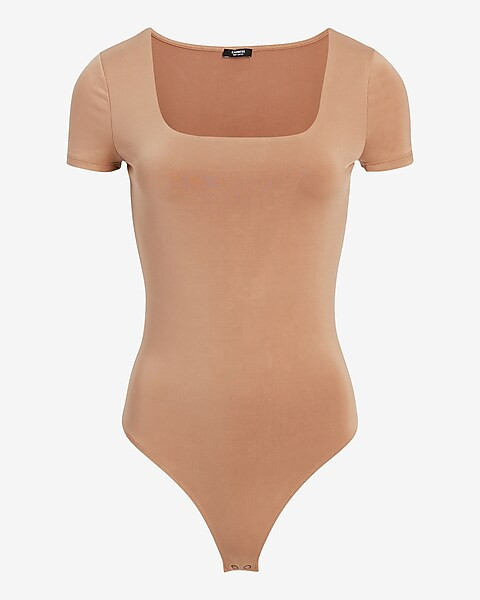 Body Contour Silky Square Neck Thong Bodysuit | Express