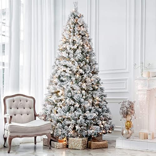 ANOTHERME 9ft Pre-lit Christmas Tree Snow Flocked, Feel Real, 800 Warm Lights,Pinecones Hinged Ar... | Amazon (US)