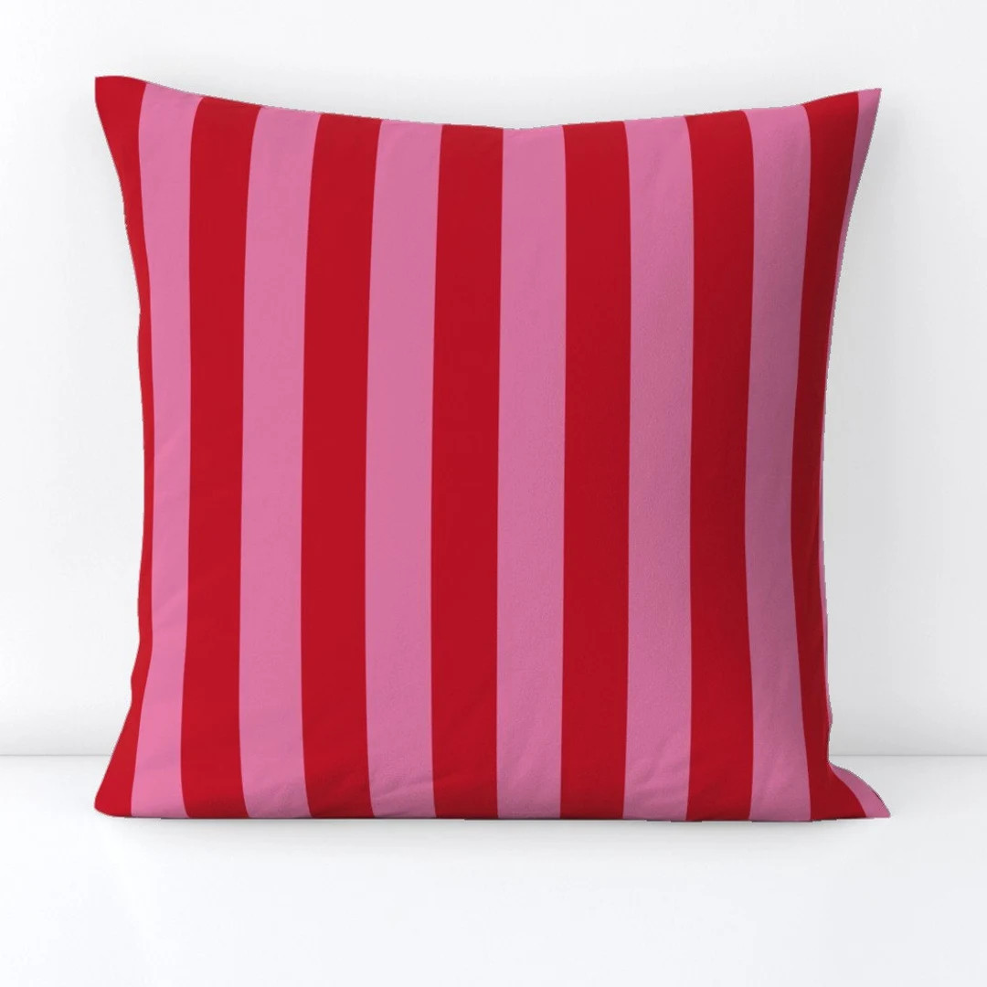 Valentine's Day Throw Pillow - Bright Stripe by hollycejeffriess - Bold Stripe  Pink Red Love Dec... | Etsy (US)