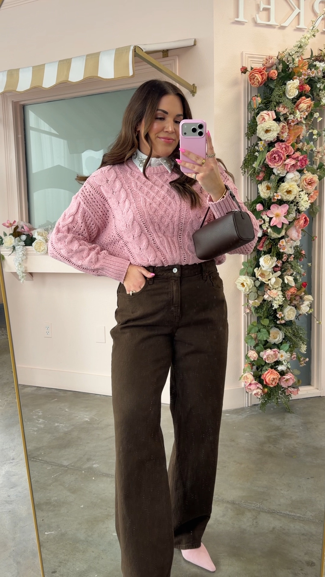 curvy midsize Valentine light pink and chocolate brown look! wearing size large in pink sweater and size 30 in denim 



#LTKSeasonal #LTKMidsize #LTKValentine