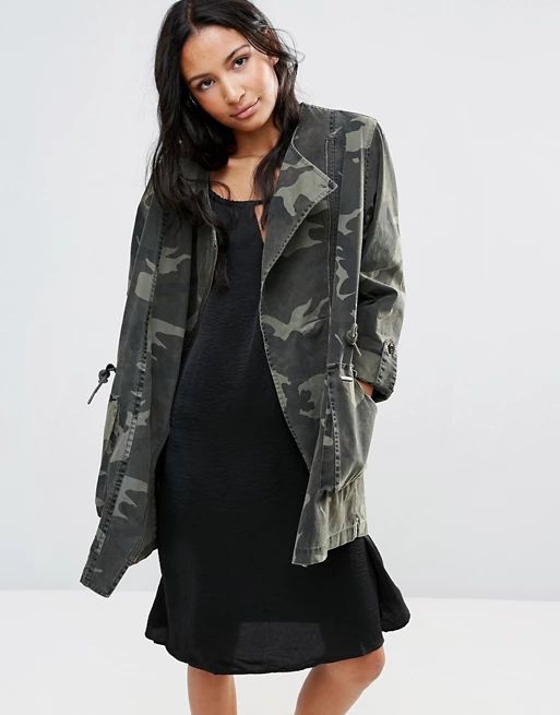 Parka London Ester Asymmetric Camo Jacket | ASOS UK