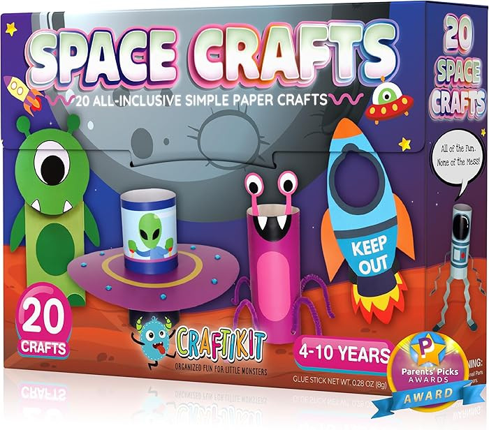 Craftikit® 20 Space Arts & Crafts for Kids - All-Inclusive Fun Toddler Craft Kit, Ages 3-10, Gal... | Amazon (US)