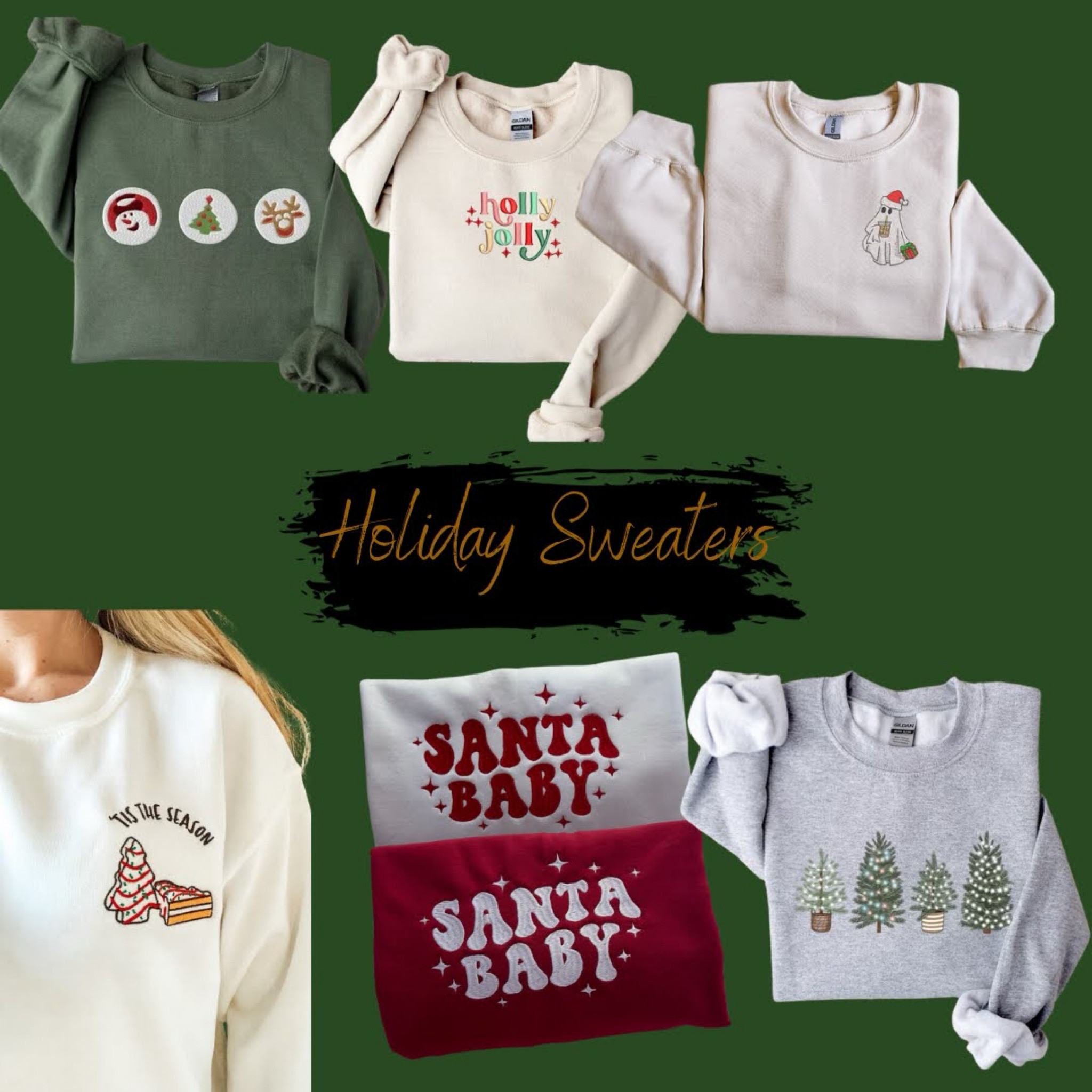 The coziest Etsy holiday sweaters! 

Santa, Christmas sweaters, Christmas cookies, Christmas tree cakes, winter fashion, holiday season, Christmas season, gift guide 

#LTKHoliday #LTKSeasonal #LTKstyletip