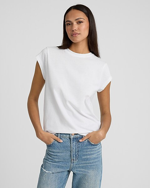 Skimming Crew Neck Cap Sleeve Tee | Express