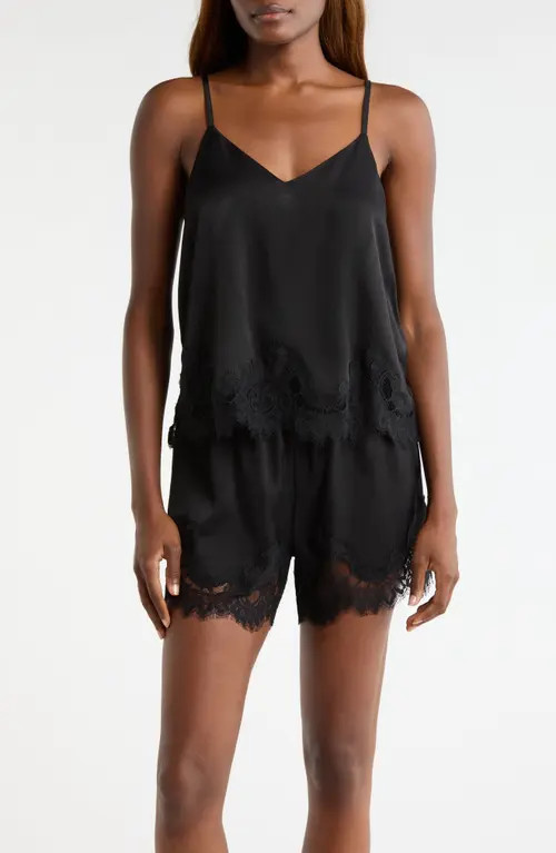 Nordstrom Midnight Lace Trim Camisole & Shorts in Black at Nordstrom, Size Medium | Nordstrom