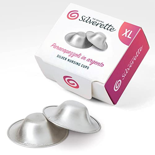 SILVERETTE® The Original Silver Nursing Cups, Nipple Covers for Breastfeeding Essentials, Pure 925 Silver Nipple Shields for Breastfeeding Newborn, Lightweight Nursing Cups, XL Size | Amazon (US)