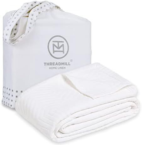 Threadmill Queen Size, Soft White Blanket/Coverlet - Premium Quality Blanket, Made from 100% Long St | Amazon (US)