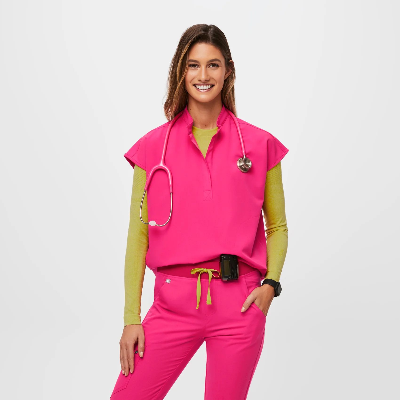 Women's Rafaela Oversized Scrub Top - Shocking Pink · FIGS | FIGS