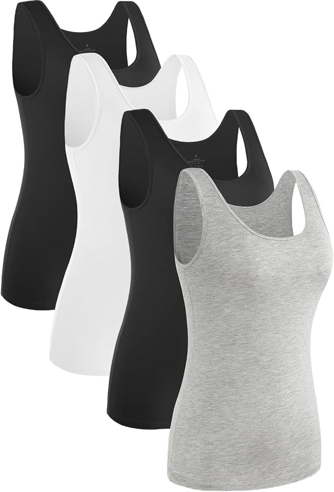 Rosyline 4 Piece Women Tank Tops Basic Sleeveless Undershirt Layering Tanks | Amazon (US)