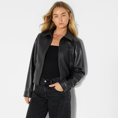 Women's Boxy Faux Leather Jacket - Wild Fable™ Black | Target