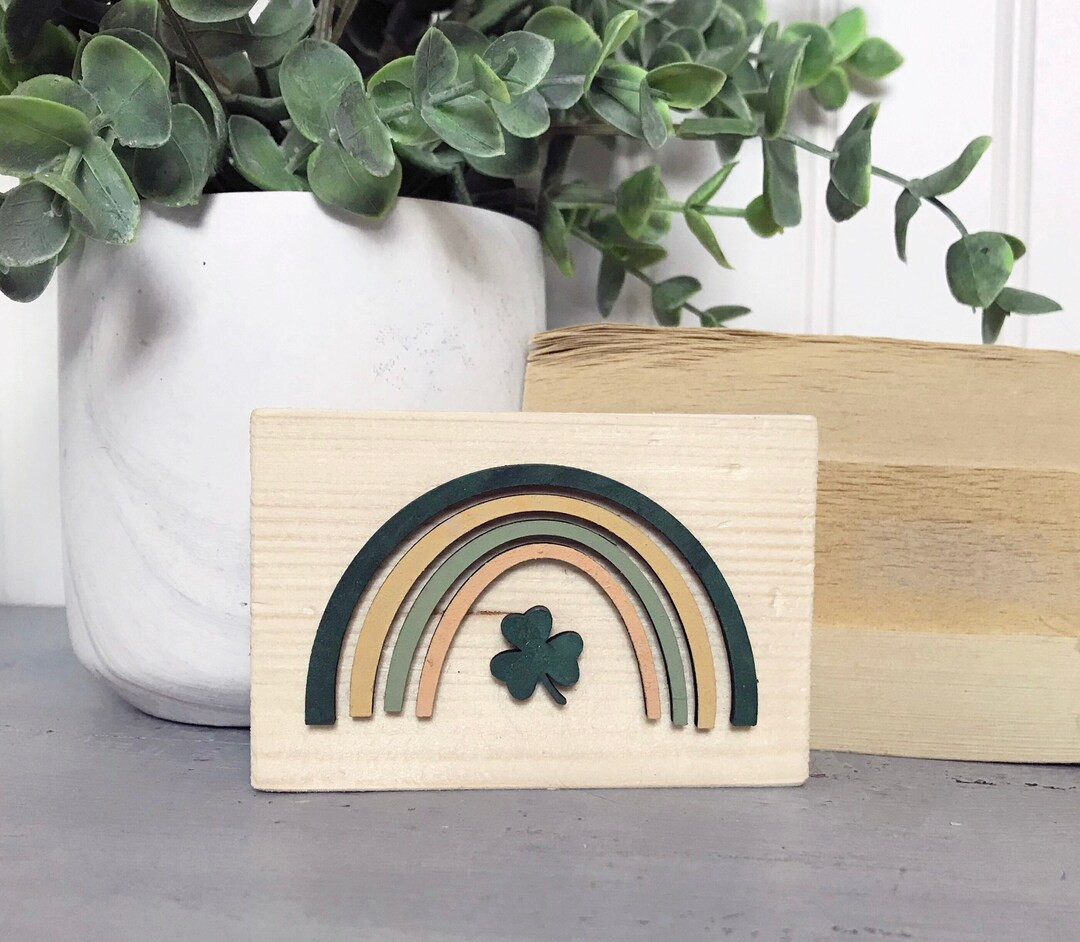 Boho **MINI** 2.5” x 3.5” Rainbow Shelf Sitter St. Patrick’s Day Sign | Etsy (US)