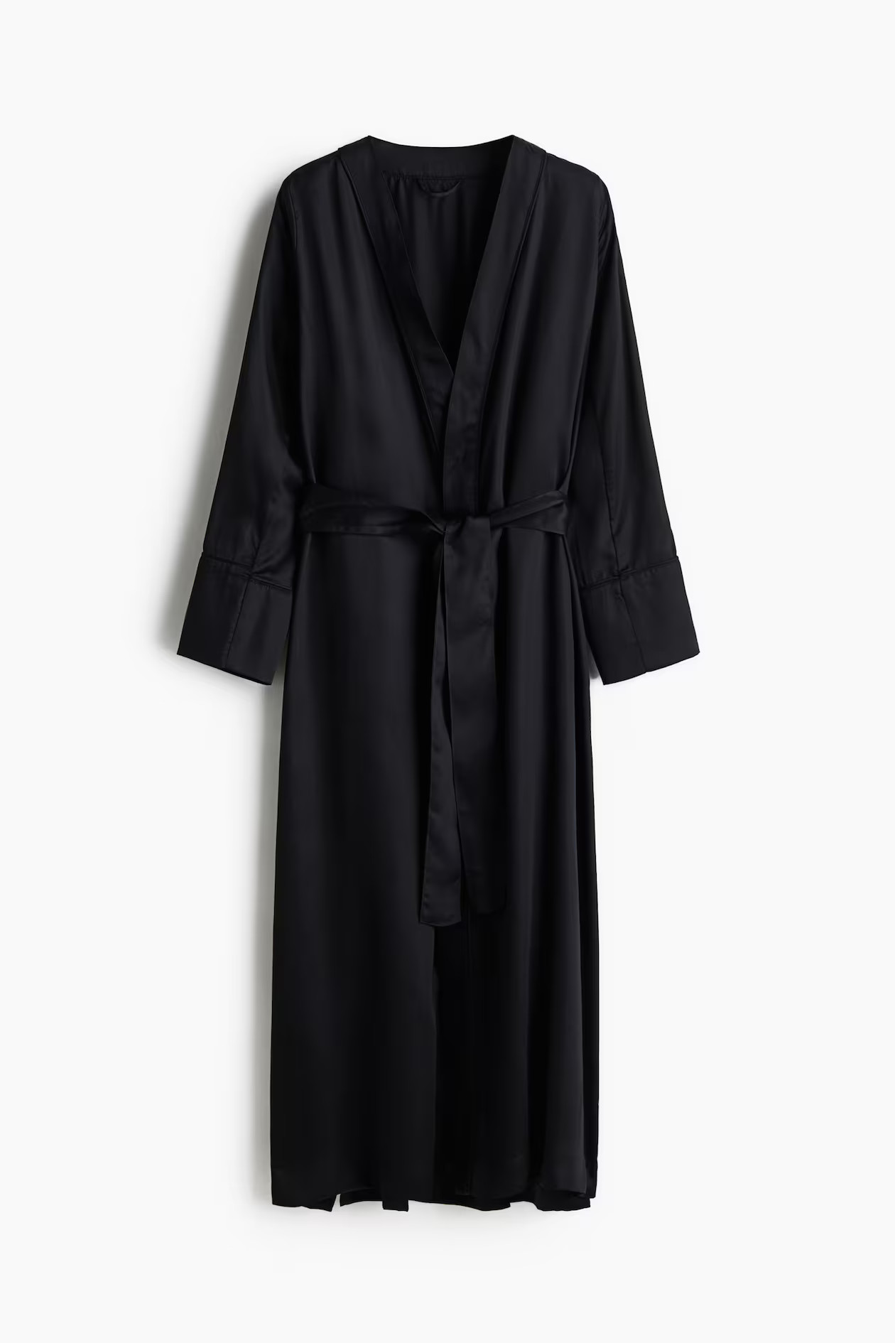 Satin Bathrobe - Black - Home All | H&M US | H&M (US + CA)