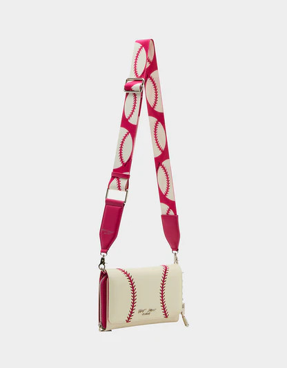 HOME RUN WALLET WHITE | Women's Baseball-Themed Crossbody Wallet | Betsey Johnson