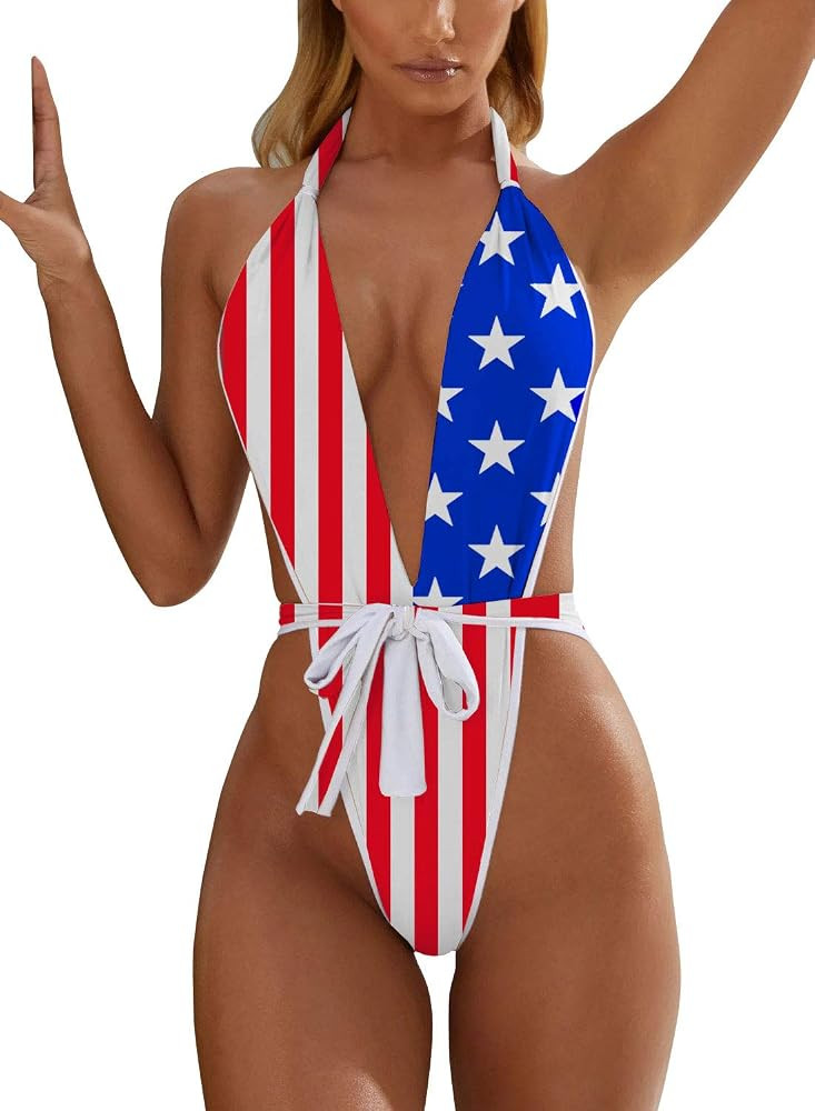 Swimsuits Bathing Suits Womens Monokini One Piece Semi Thong Bikini Swimwear | Amazon (US)