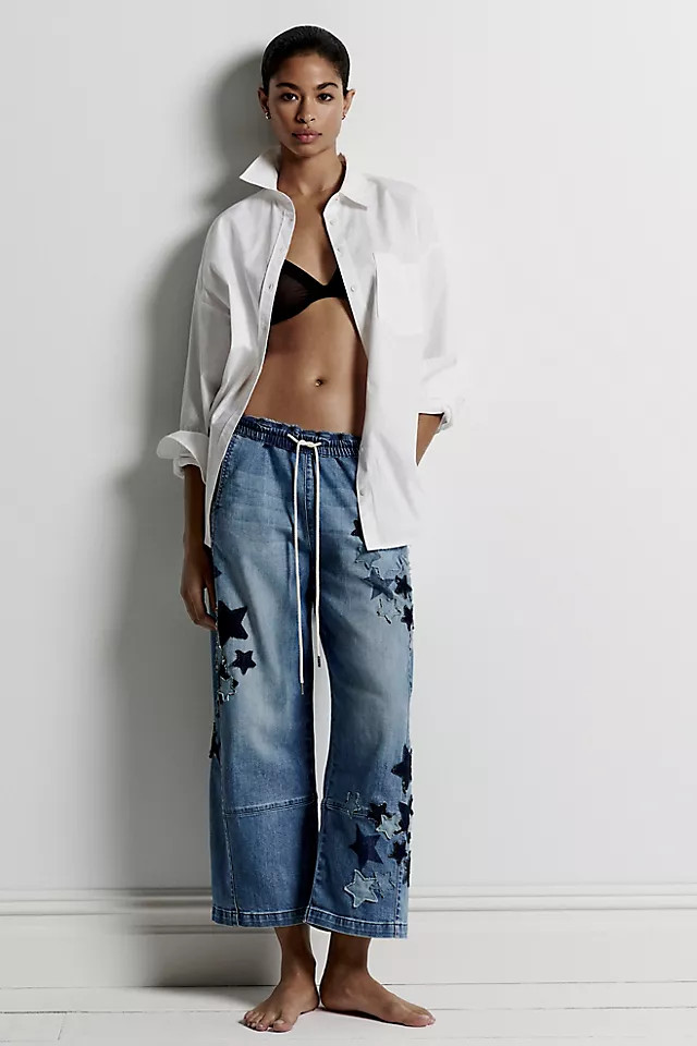 Izzie Relaxed Star Pull On Barrel Jeans | Anthropologie (US)