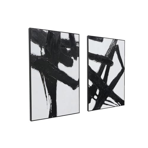 Black and White Abstract Canvas Wall-Art - 2 Piece 24" x 36" Black Canvas Artwork Decor for Living Room, Bedroom, Office Decor, Framed Ready to Hang | Amazon (US)
