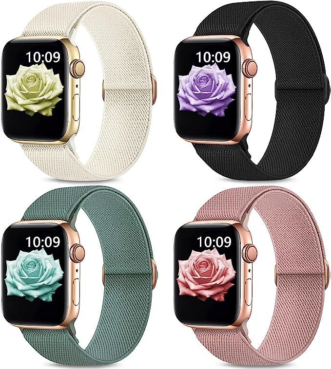 Stretchy Nylon Bands Compatible with Apple Watch Band 38mm 40mm 41mm 42mm 44mm 45mm 49mm for Wome... | Amazon (US)
