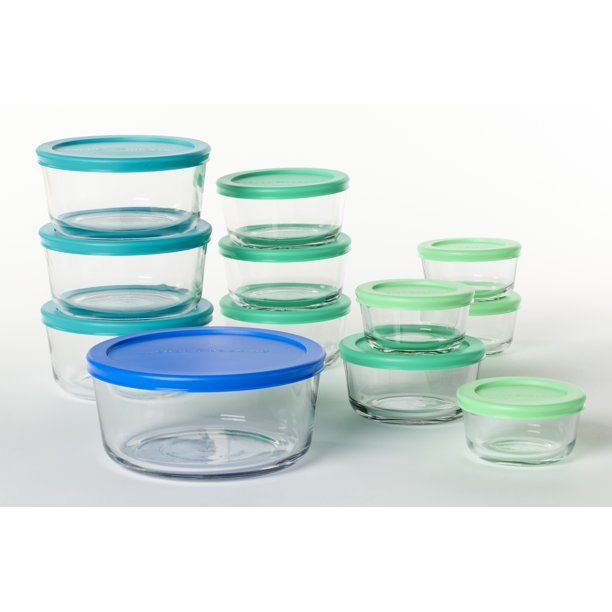 Anchor Hocking Clear Glass Food Storage Glass Set with SnugFit™ Multicolor Lids, 24 Piece Set -... | Walmart (US)