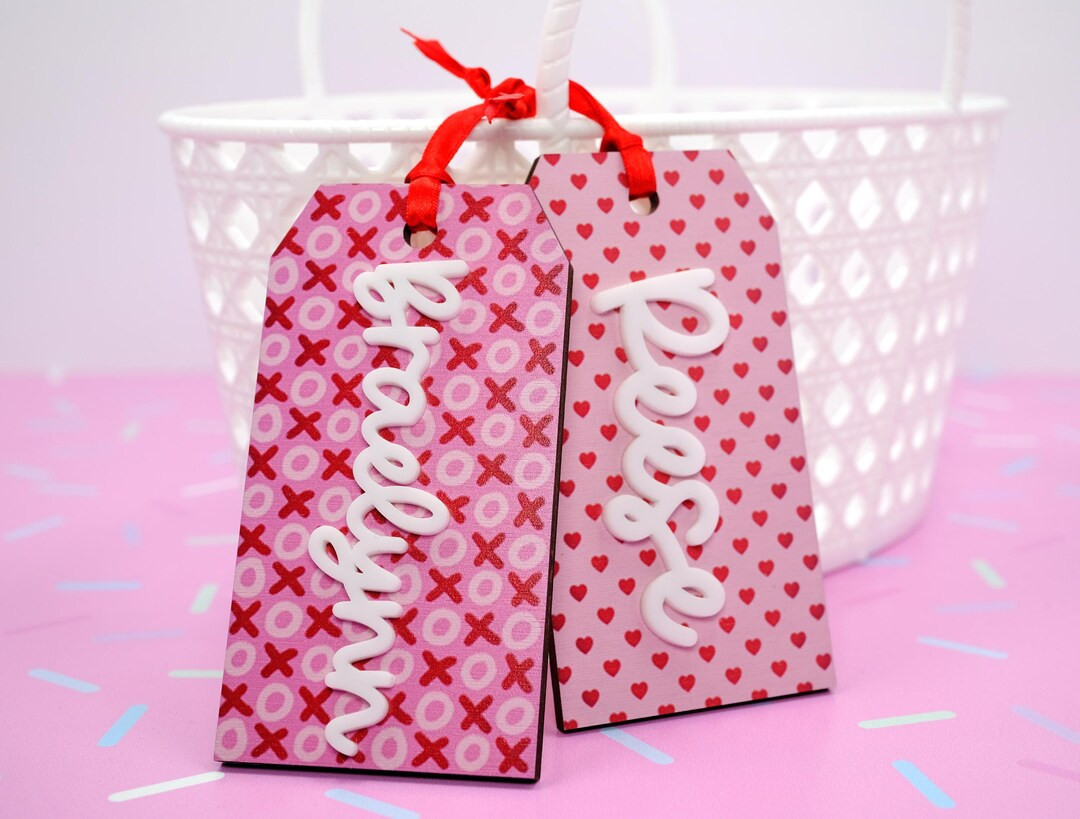 Valentine's Day Basket Tag, Personalized Valentine's Day Name Tag, Custom Basket Tag, Acrylic Hea... | Etsy (US)
