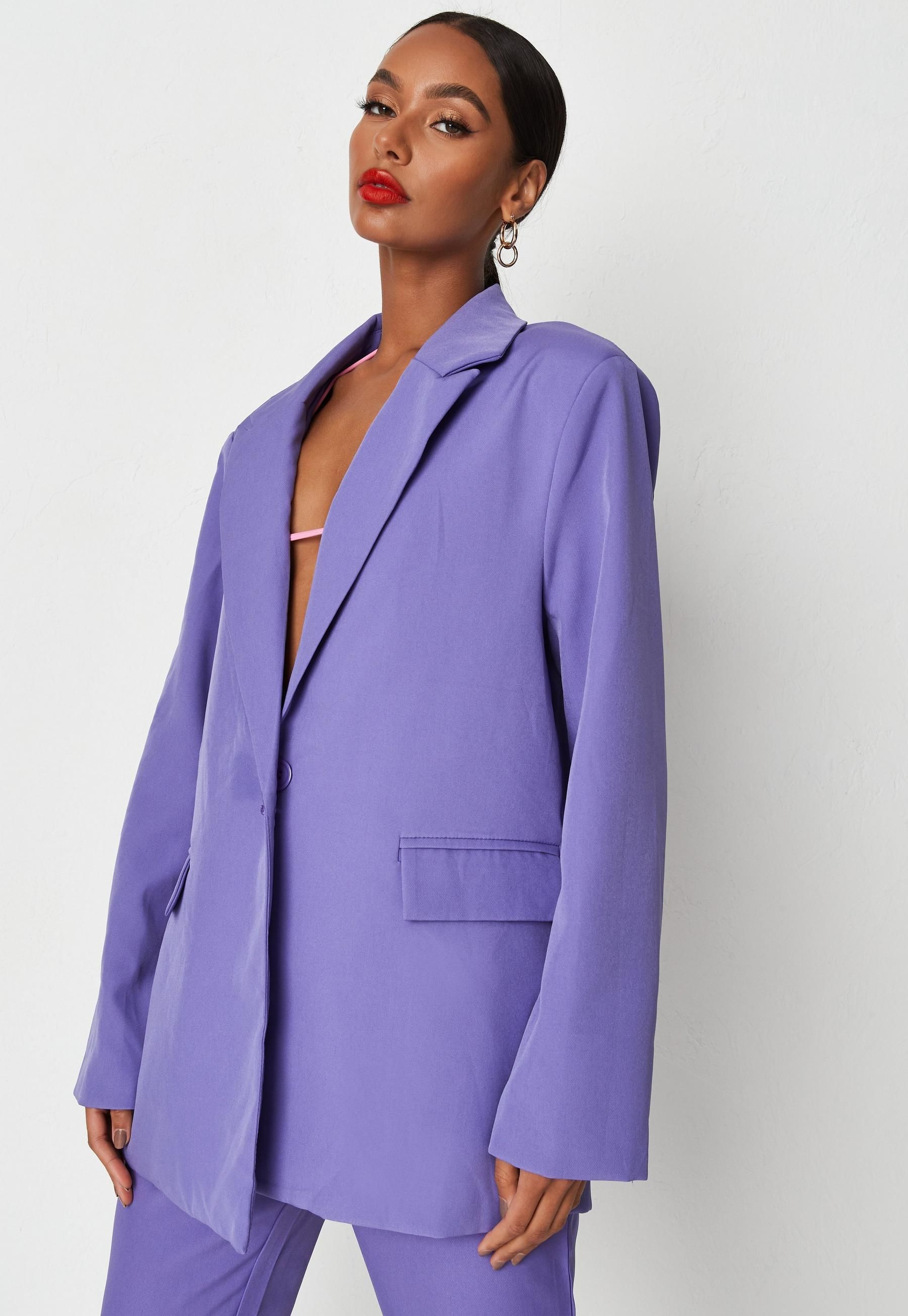 Neon Purple Co Ord Oversized Blazer | Missguided (US & CA)