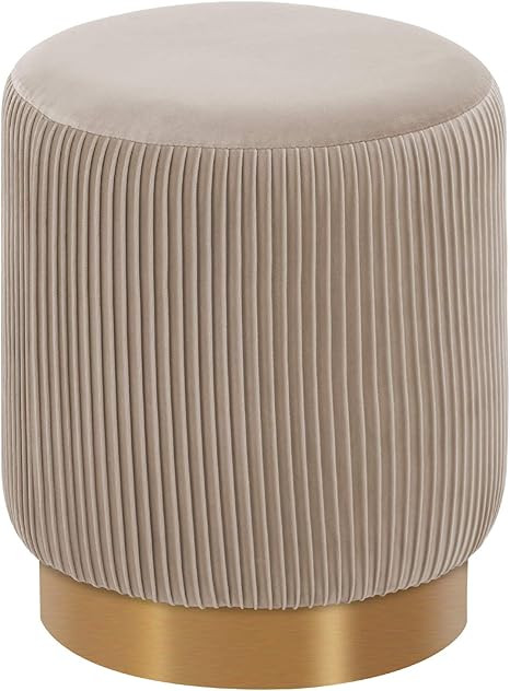 Duhome Modern Round Velvet Ottoman Footrest Vanity Stool Khaki | Amazon (US)