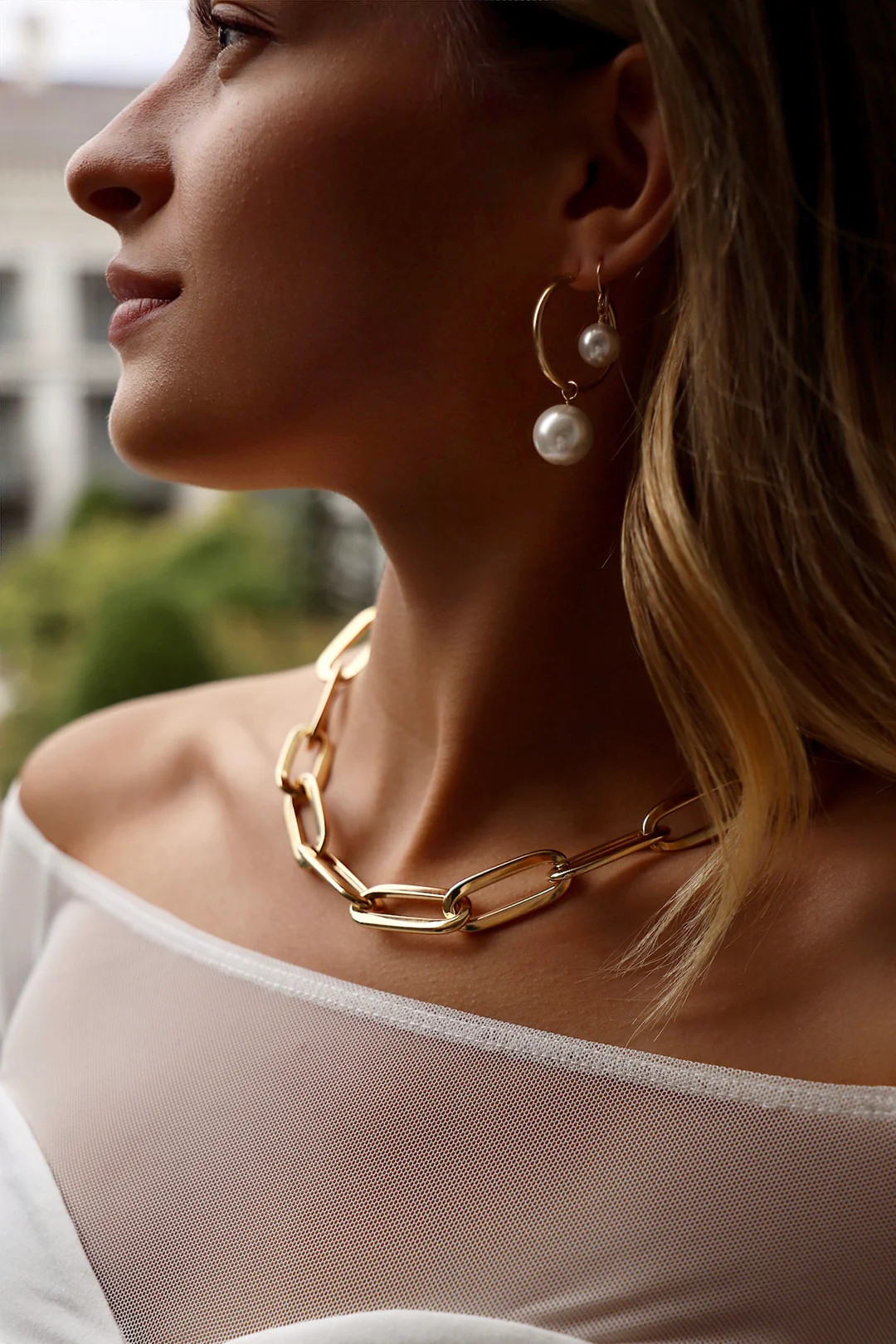 OVERSIZED AUDREY PEARL HOOPS | Katie Waltman Jewelry