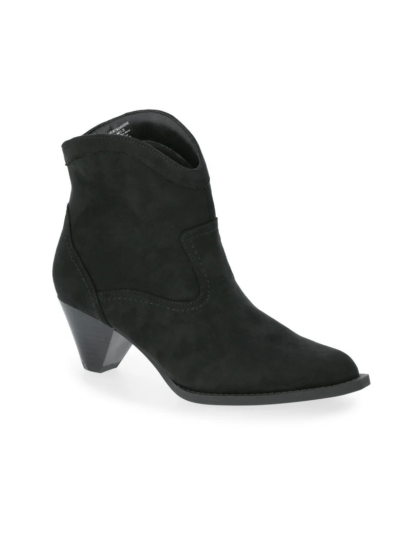Time and True Women's Faux Suede Cone Heel Booties, Sizes 6-11 | Walmart (US)