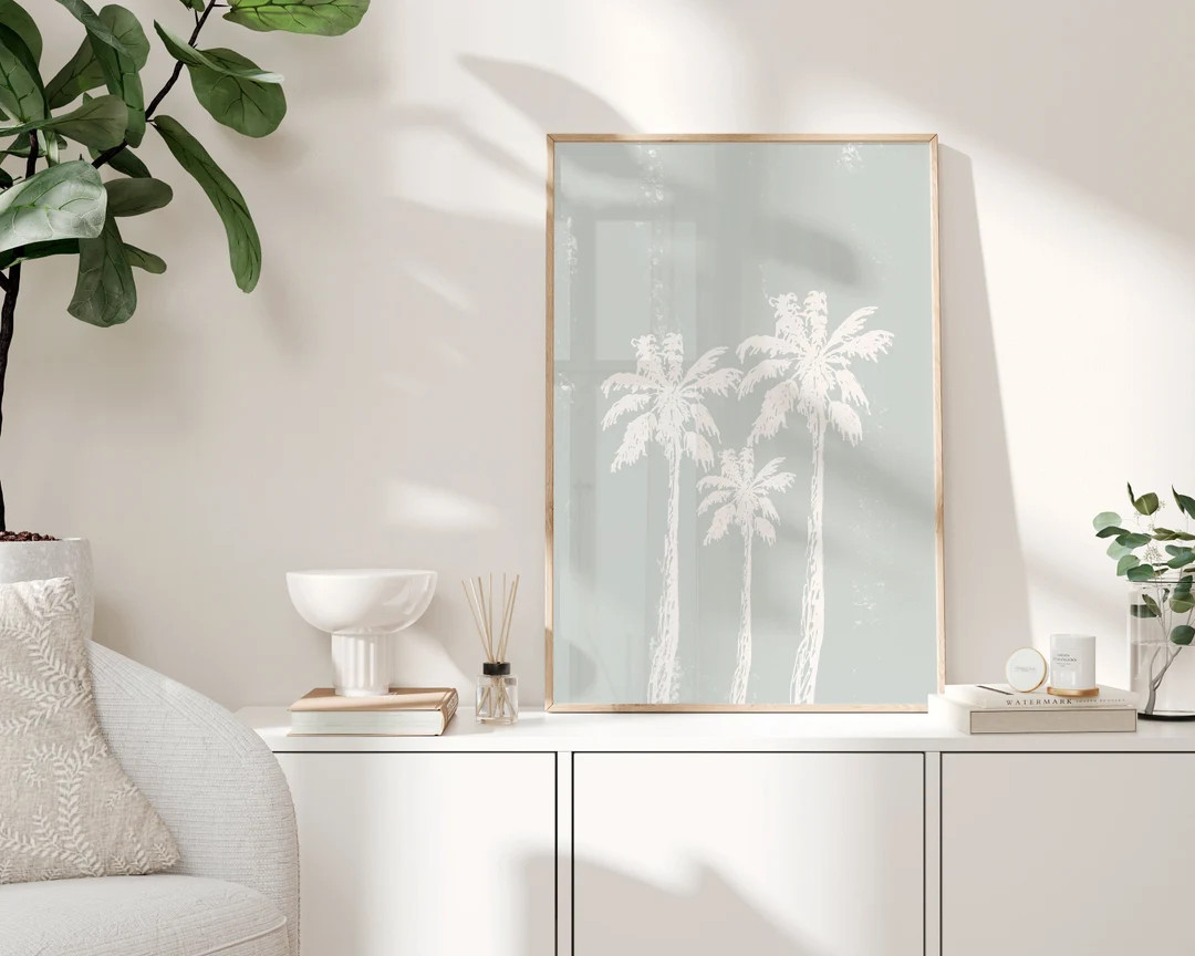 Palm Tree Print, Palm Trees Art, Boho Beach Art, Palm Tree Printable, Tropical Wall Art, Coastal ... | Etsy (US)