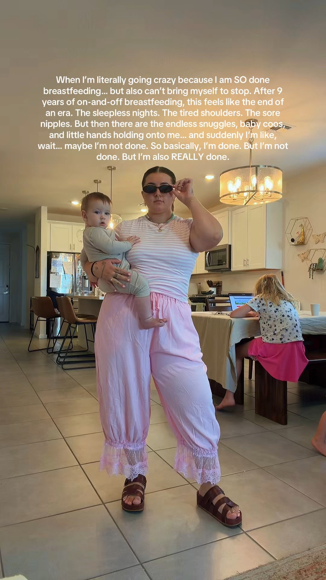 OOTD 🩷 Size down on these pants, I’m wearing a L. Also they are see-through so these are the shorts I’m wearing under them! ￼

#LTKmomlife #LTKMidsize #LTKPetite